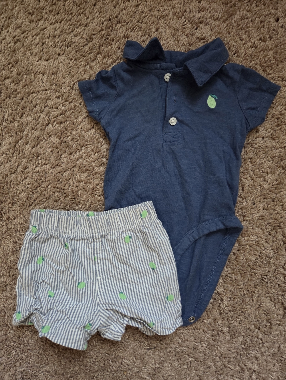 Carter's Navy Polo Bodysuit with Lime Trim